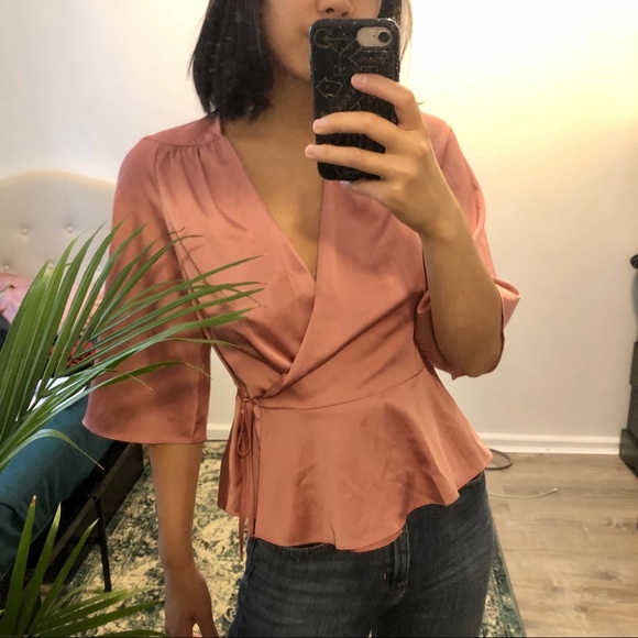Highline Collective Pink Wrap Blouse - Picture 2 of 2